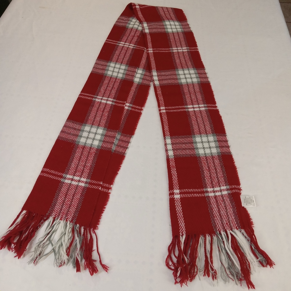 Holidays Womens Red and White Plaid Scarf One Size